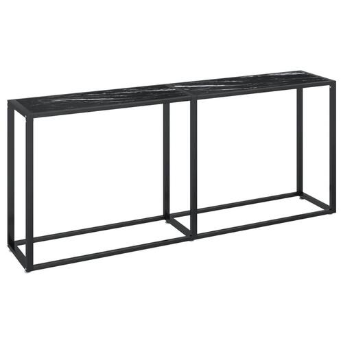 Konsolbord 180x35x75,5 cm hærdet glas sort marmor