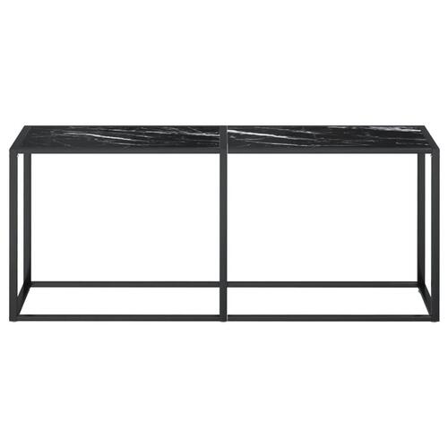 Konsolbord 180x35x75,5 cm hærdet glas sort marmor