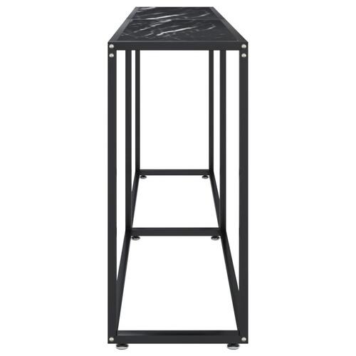 Konsolbord 180x35x75,5 cm hærdet glas sort marmor