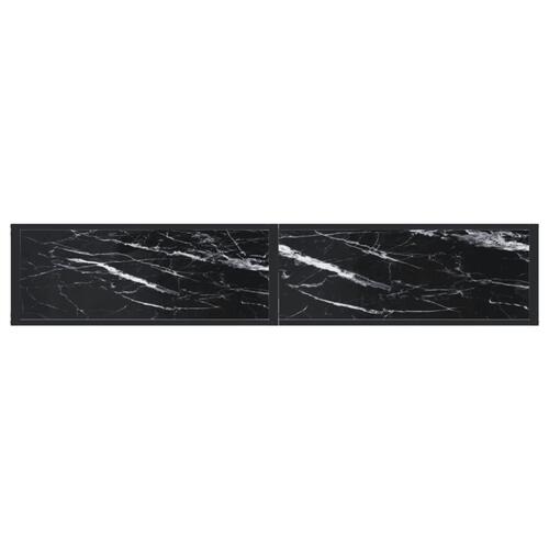 Konsolbord 180x35x75,5 cm hærdet glas sort marmor
