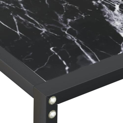 Konsolbord 180x35x75,5 cm hærdet glas sort marmor