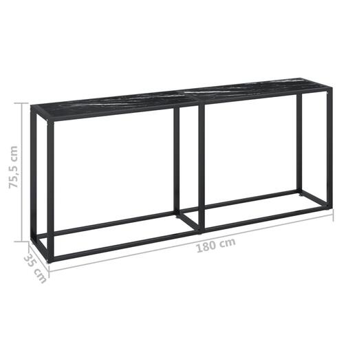 Konsolbord 180x35x75,5 cm hærdet glas sort marmor
