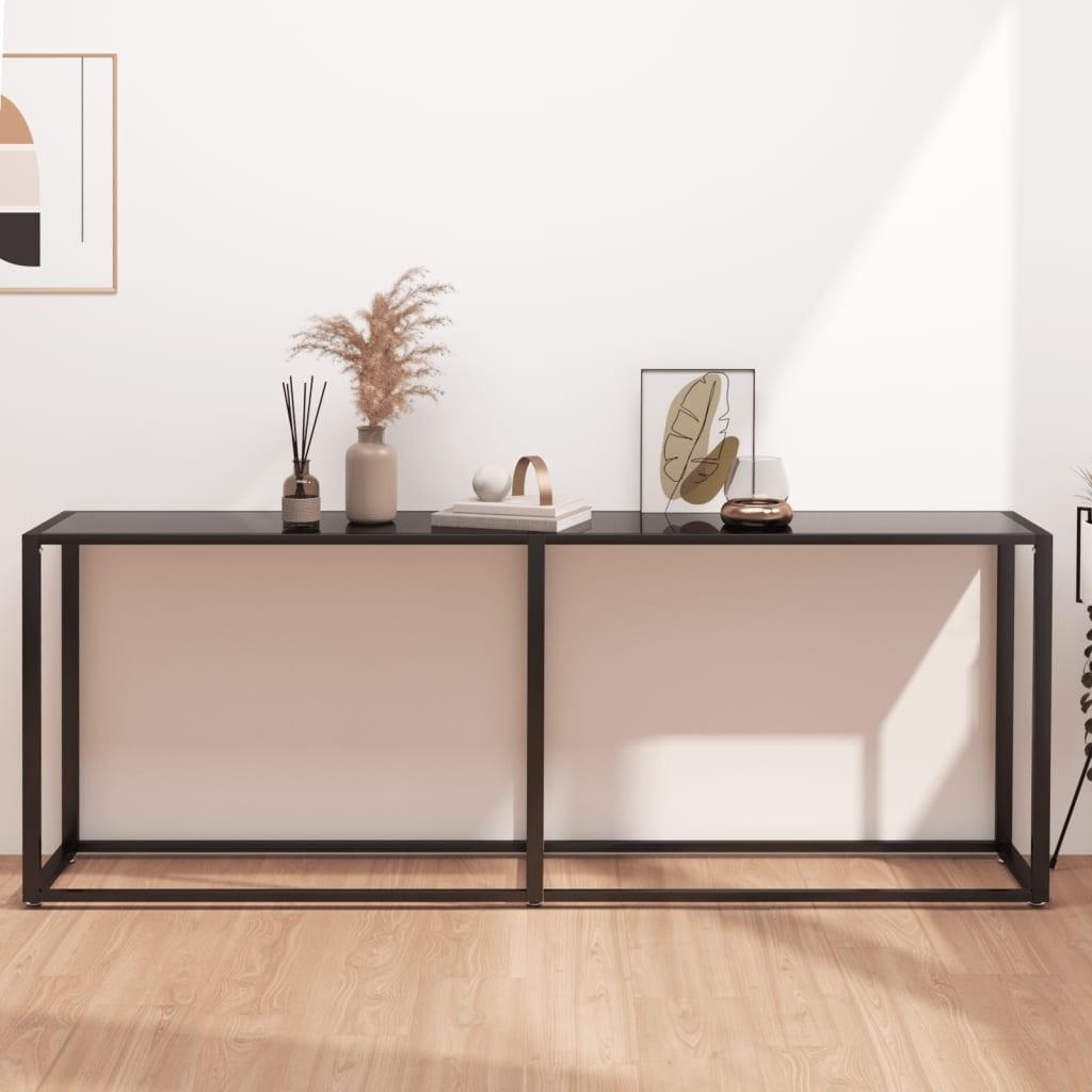 Konsolbord 200x35x75,5 cm hærdet glas sort