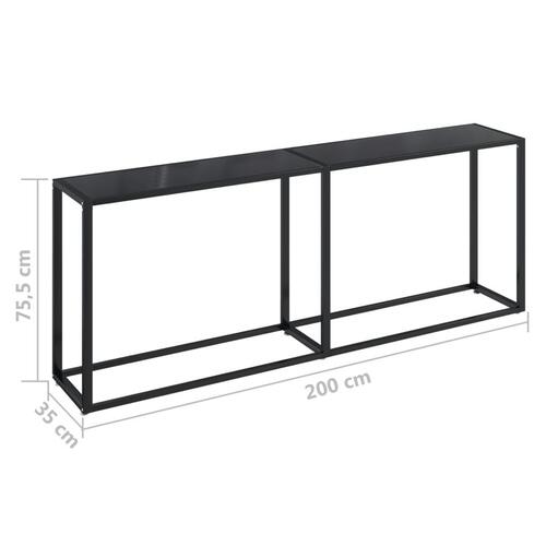 Konsolbord 200x35x75,5 cm hærdet glas sort