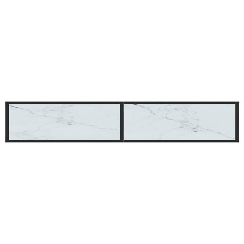 Konsolbord 200x35x75,5 cm hærdet glas hvid marmor