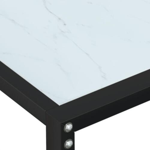Konsolbord 200x35x75,5 cm hærdet glas hvid marmor
