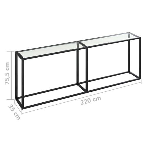 Konsolbord 220x35x75,5 cm hærdet glas transparent
