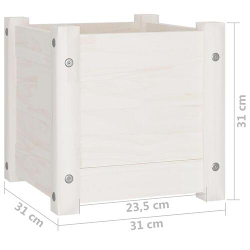 Plantekasser 2 stk. 31x31x31 cm massivt fyrretræ hvid