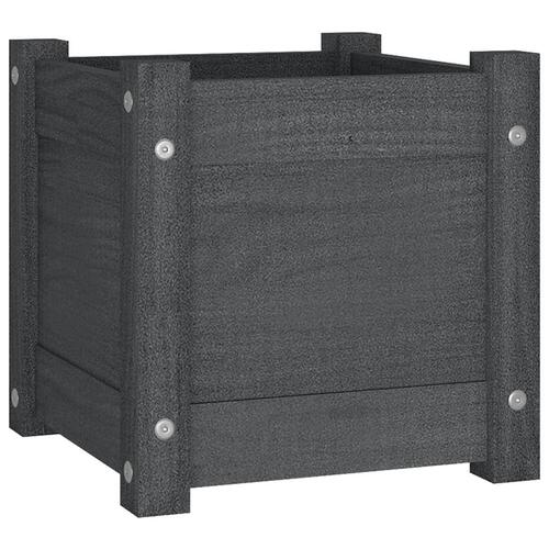Plantekasser 2 stk. 31x31x31 cm massivt fyrretræ grå