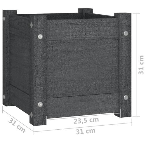 Plantekasser 2 stk. 31x31x31 cm massivt fyrretræ grå