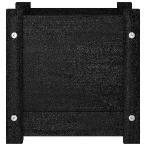 Plantekasser 2 stk. 31x31x31 cm massivt fyrretræ sort