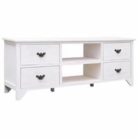 Tv-skab 108x30x40 cm massivt kejsertræ antik hvid