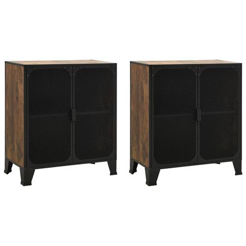 Opbevaringsskabe 2 stk. 72x36x82 cm metal og MDF rustikbrun