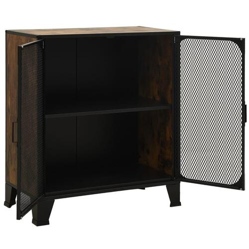 Opbevaringsskabe 2 stk. 72x36x82 cm metal og MDF rustikbrun