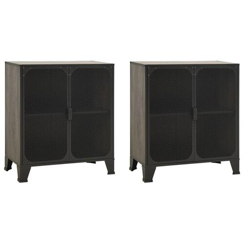 Opbevaringsskabe 2 stk. 72x36x82 cm metal og MDF grå