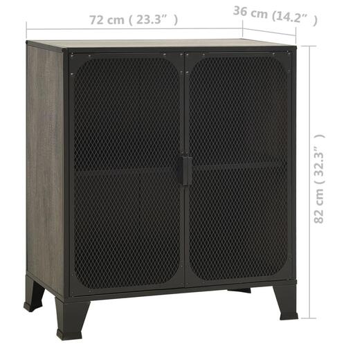 Opbevaringsskabe 2 stk. 72x36x82 cm metal og MDF grå