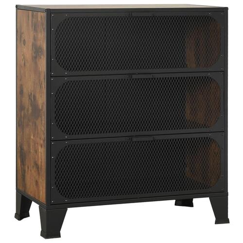 Opbevaringsskabe 2 stk. 72x36x82 cm metal og MDF rustikbrun