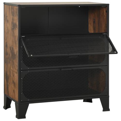 Opbevaringsskabe 2 stk. 72x36x82 cm metal og MDF rustikbrun