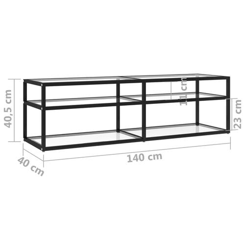 Tv-bord 140x40x40,5 cm hærdet glas transparent