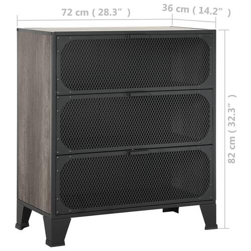 Opbevaringsskabe 2 stk. 72x36x82 cm metal og MDF grå