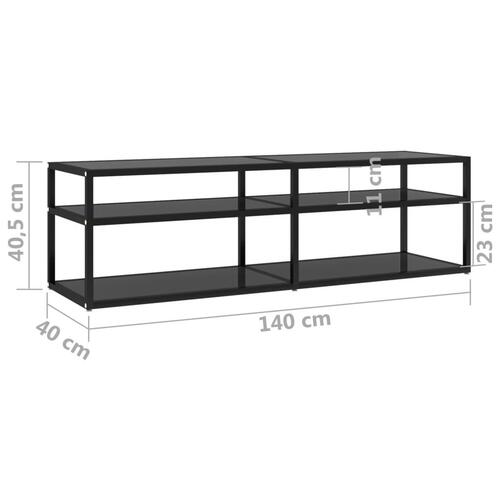 Tv-bord 140x40x40,5 cm hærdet glas sort