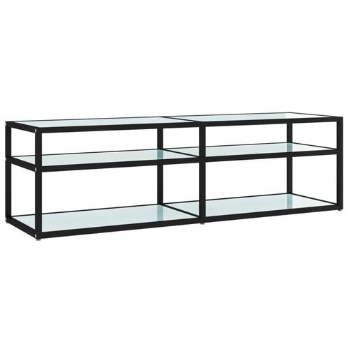 Tv-bord 140x40x40,5 cm hærdet glas marmoreffekt hvid