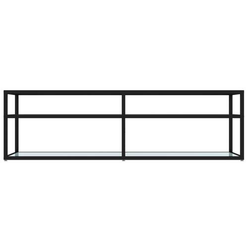 Tv-bord 140x40x40,5 cm hærdet glas marmoreffekt hvid