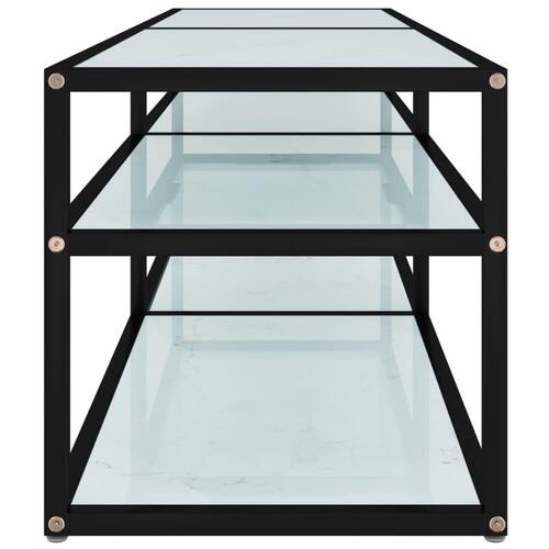 Tv-bord 140x40x40,5 cm hærdet glas marmoreffekt hvid
