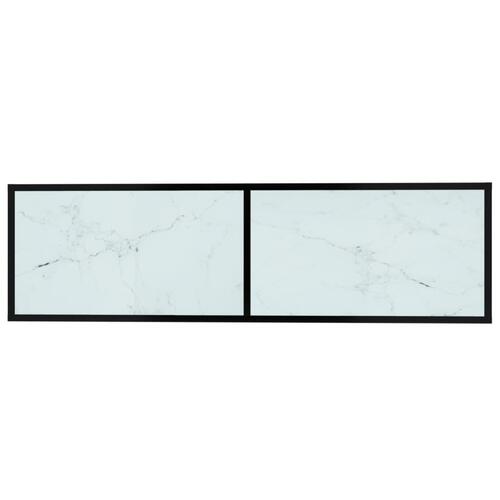 Tv-bord 140x40x40,5 cm hærdet glas marmoreffekt hvid
