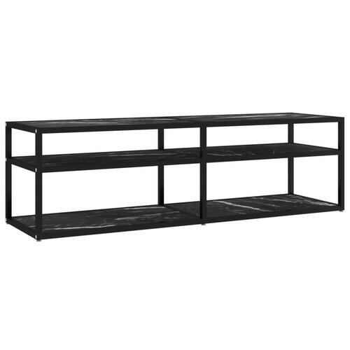 Tv-bord 140x40x40,5 cm hærdet glas marmoreffekt sort