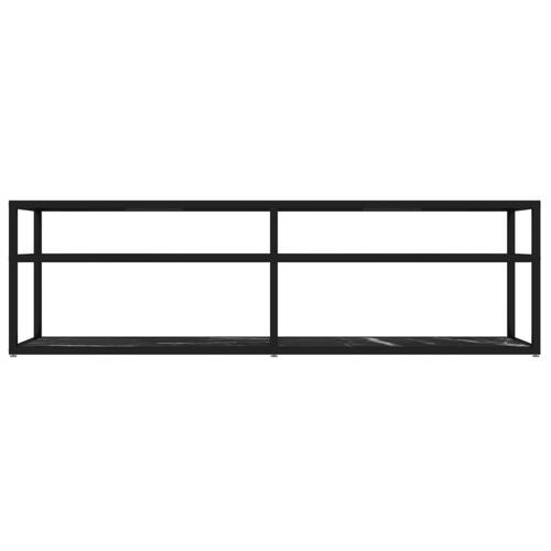 Tv-bord 140x40x40,5 cm hærdet glas marmoreffekt sort