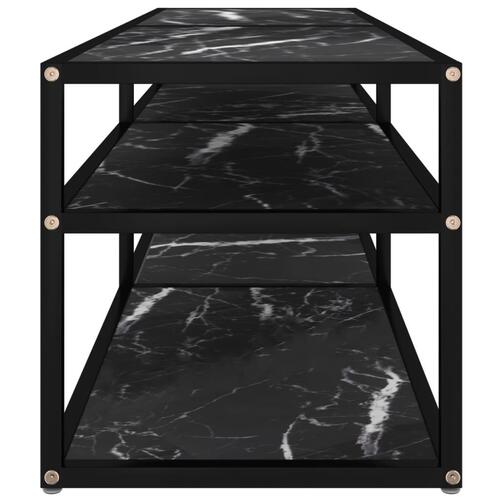 Tv-bord 140x40x40,5 cm hærdet glas marmoreffekt sort