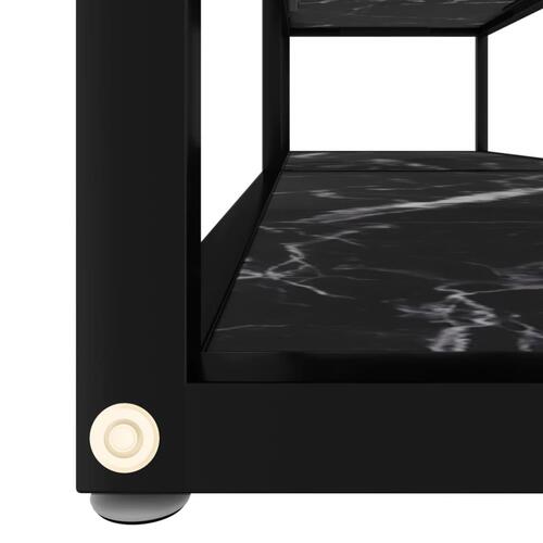Tv-bord 140x40x40,5 cm hærdet glas marmoreffekt sort