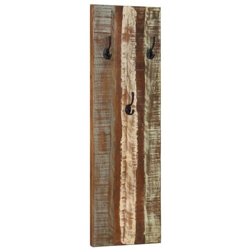 Væghængte knagerækker 2 stk. 36x3x110 cm massivt genbrugstræ