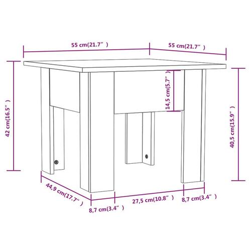 Sofabord 55x55x42 cm konstrueret træ sonoma-eg