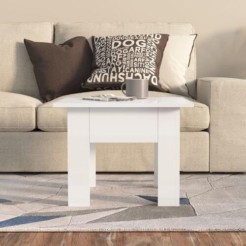 Sofabord 55x55x42 cm konstrueret træ hvid højglans