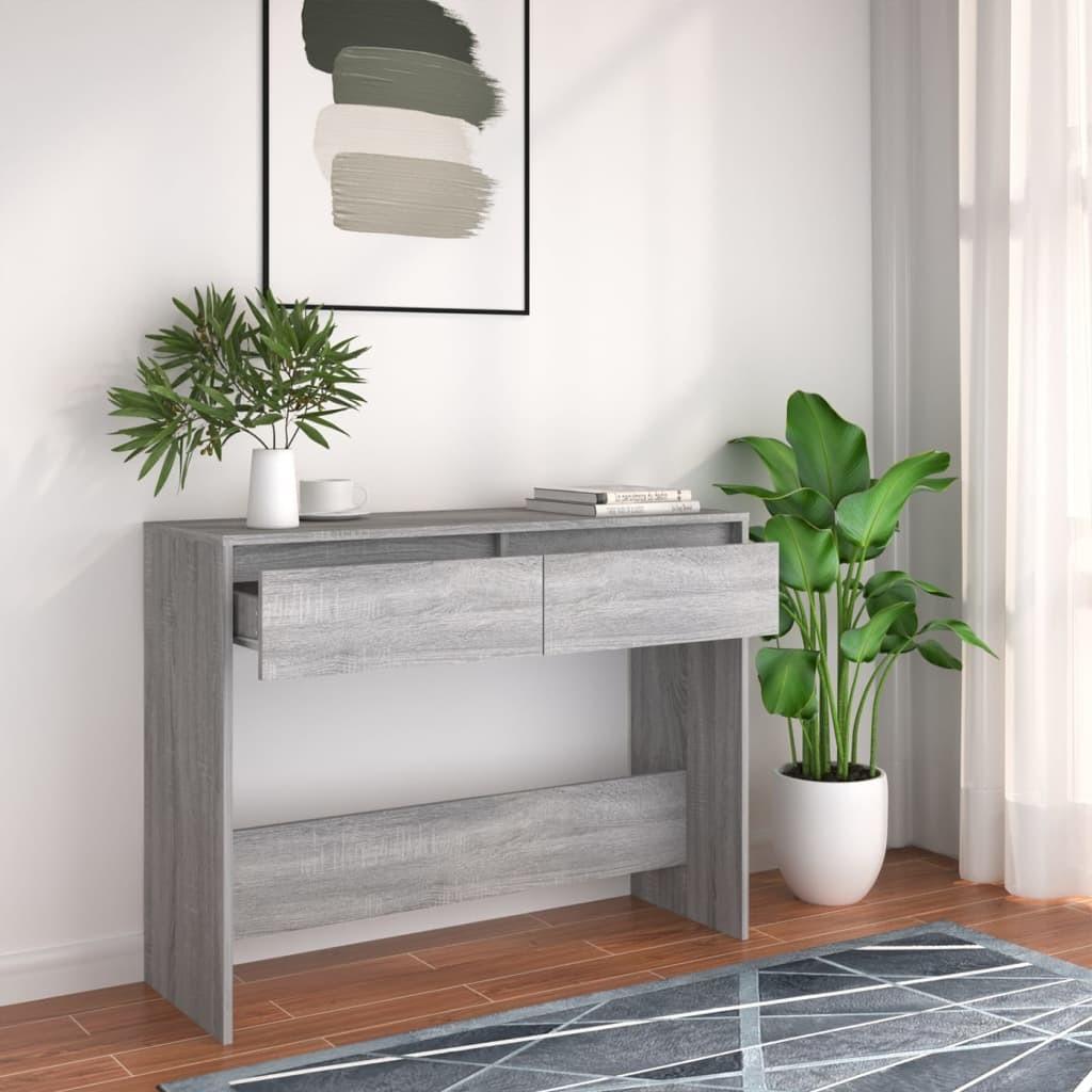 Sofabord 100x35x76,5 cm konstrueret træ grå sonoma-eg