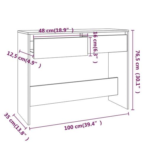 Sofabord 100x35x76,5 cm konstrueret træ grå sonoma-eg