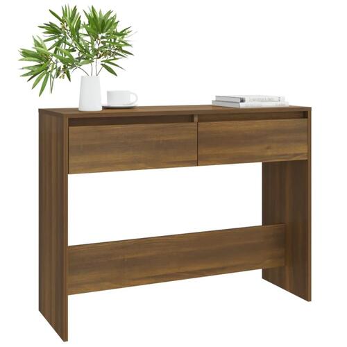 Konsolbord 100x35x76,5 cm konstrueret træ brun egetræsfarve