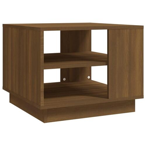 Sofabord 55x55x43 cm konstrueret træ brun egetræsfarve