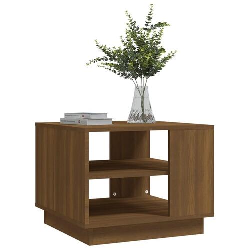 Sofabord 55x55x43 cm konstrueret træ brun egetræsfarve