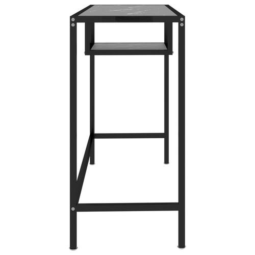 Computerbord 100x36x74 cm hærdet glas sort marmor