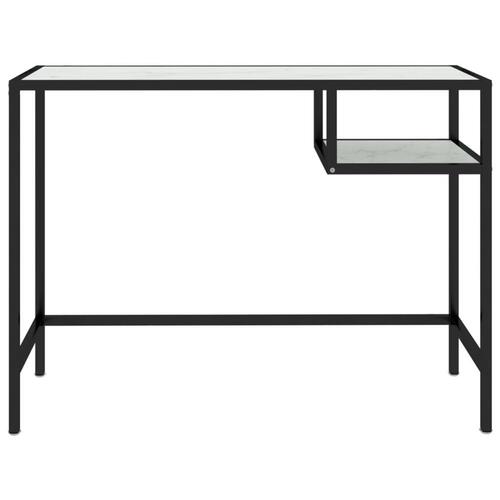 Computerbord 100x36x74 cm hærdet glas hvid marmor