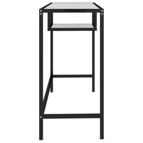 Computerbord 100x36x74 cm hærdet glas hvid marmor