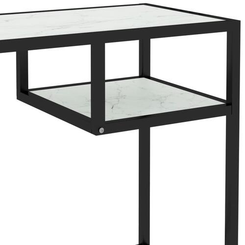 Computerbord 100x36x74 cm hærdet glas hvid marmor