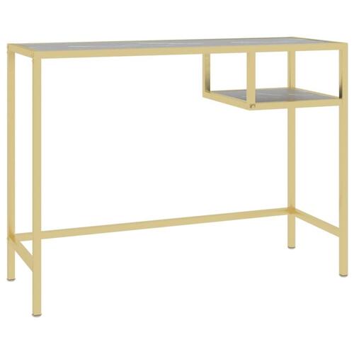 Computerbord 100x36x74 cm hærdet glas sort marmor