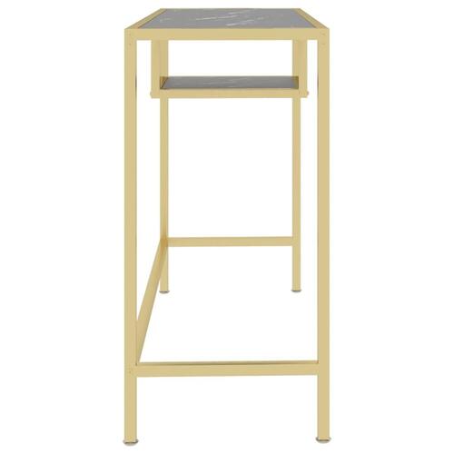Computerbord 100x36x74 cm hærdet glas sort marmor