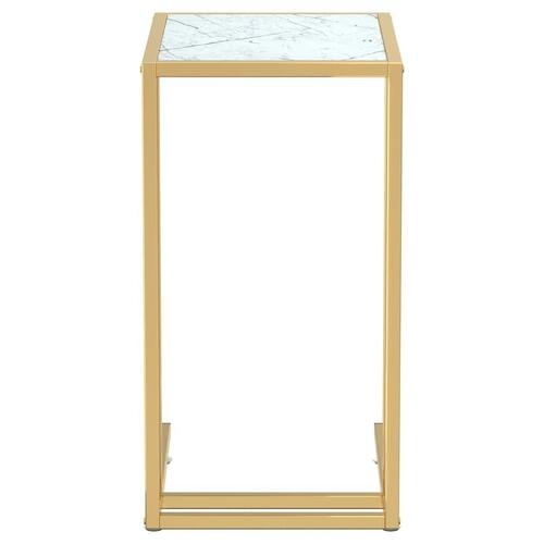 Sidebord 50x35x65 cm hærdet glas hvid marmor