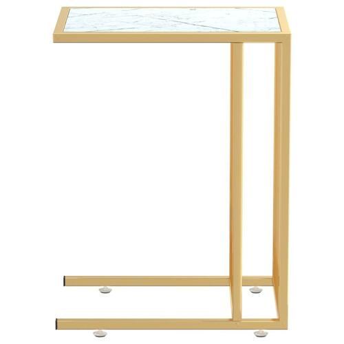 Sidebord 50x35x65 cm hærdet glas hvid marmor