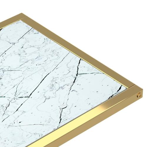 Sidebord 50x35x65 cm hærdet glas hvid marmor